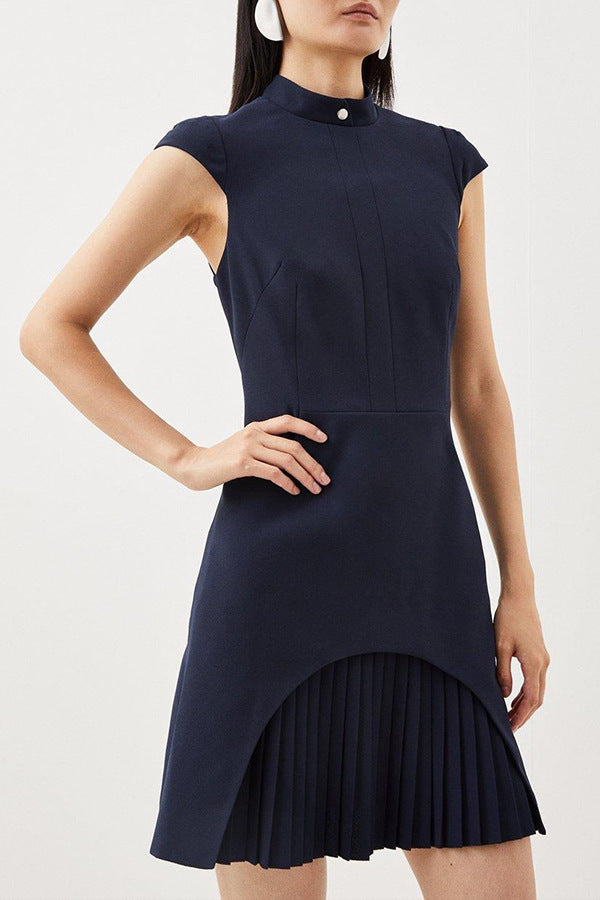Blenheim Chic™ | High-Neck Pleated Mini Dress