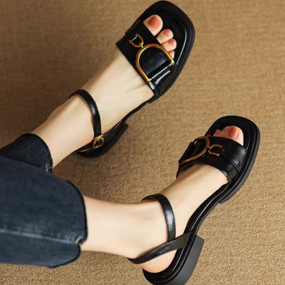 ChelseaStride™ | Square-Toe Buckled Sandals