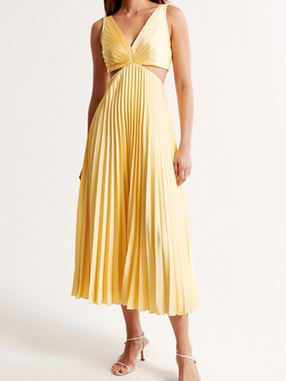 Margaux™ | Pleated Cinema‑Flow Maxi Dress