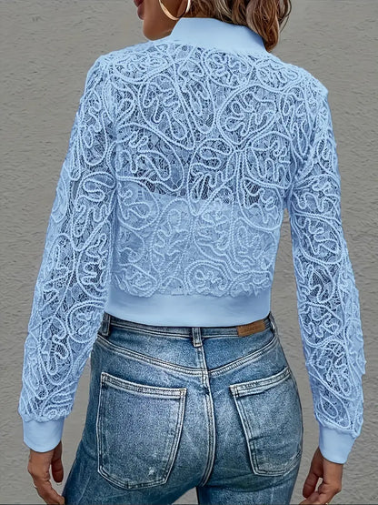 Soho Grace™ | Cropped Lace Bomber