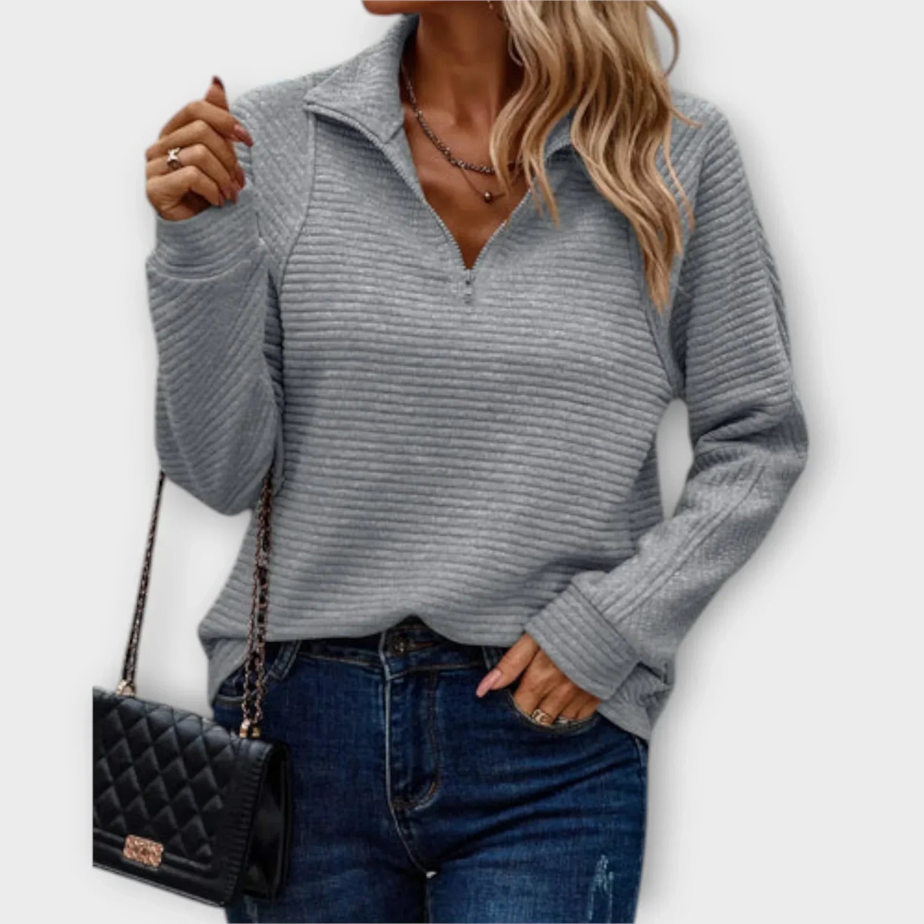 Brielle Dawn™ | Minimalist Half-Zip Knit