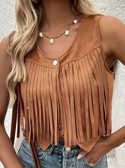 Heath Fringe™ | Cropped Suede Vest